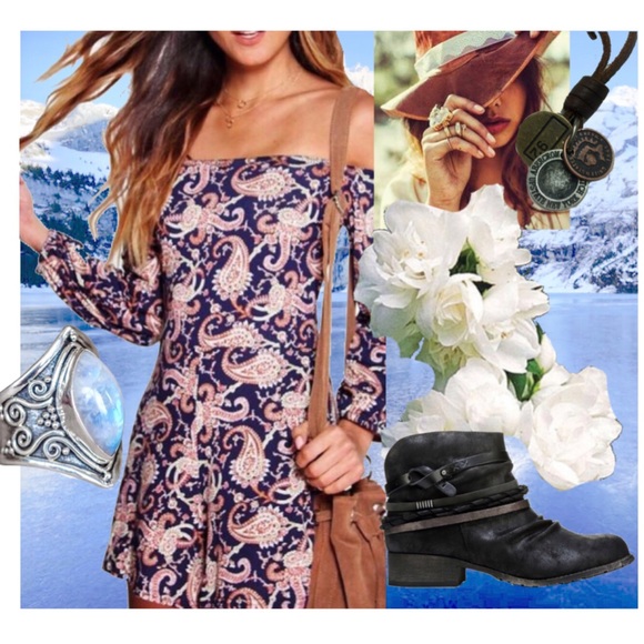 NEW HIPPIE GIRL Paisley Print Off Shoulder Romper - Picture 2 of 8